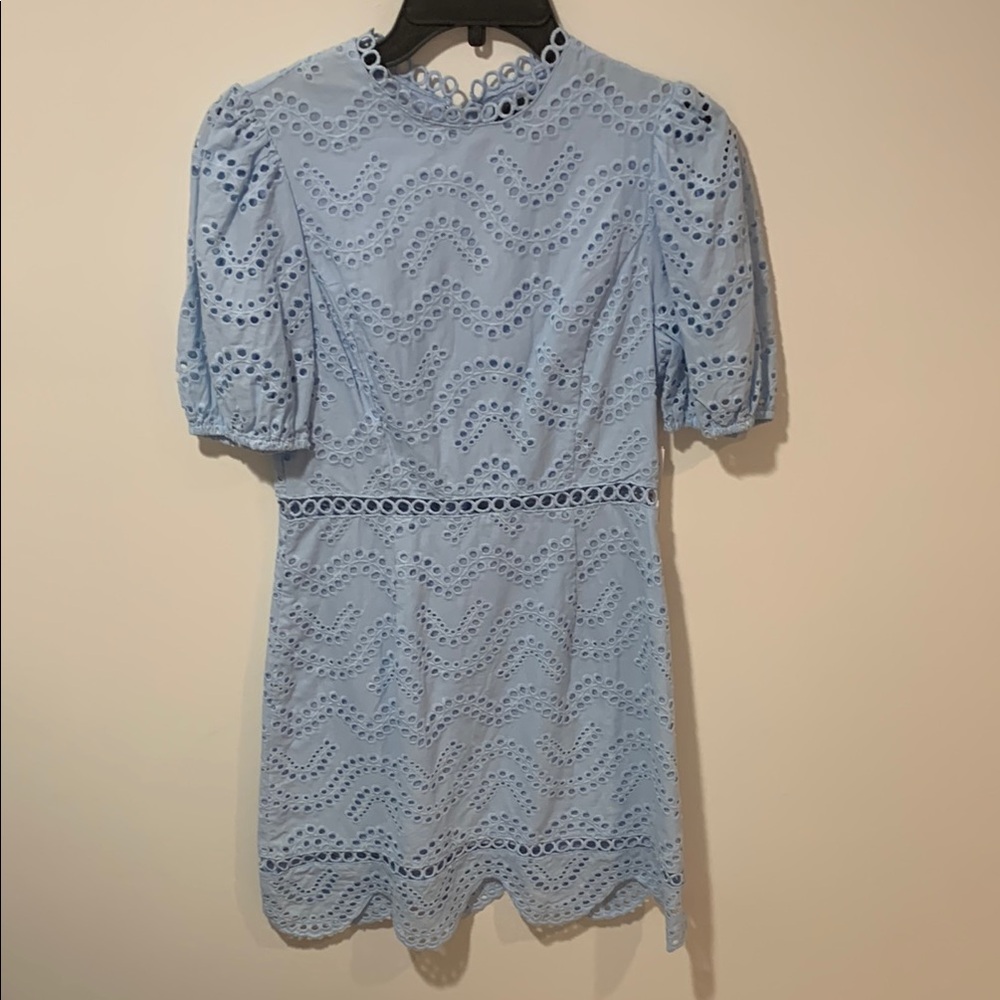 Aqua Blue Puff Sleeve Sheath Mini Dress
